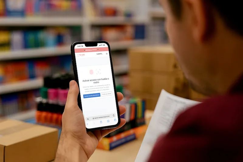 Acceso biometrico y sin contraseña en ventasxmayor.com.py