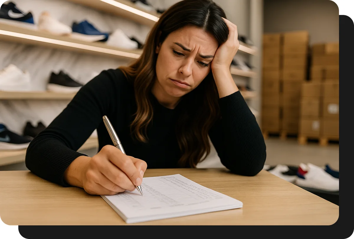 mayorista de calzado tomando pedido a mano sin ventasxmayor.com.py