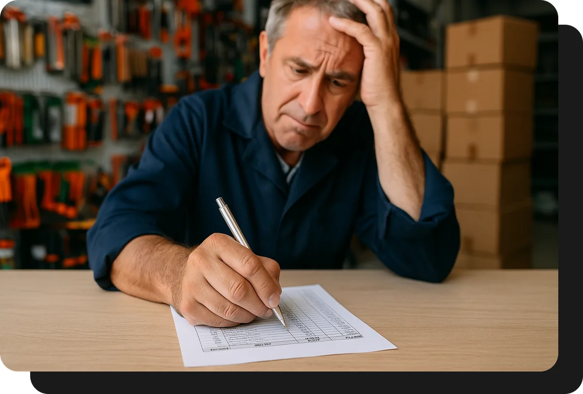 mayorista de ferreteria tomando pedido a mano sin ventasxmayor.com.py