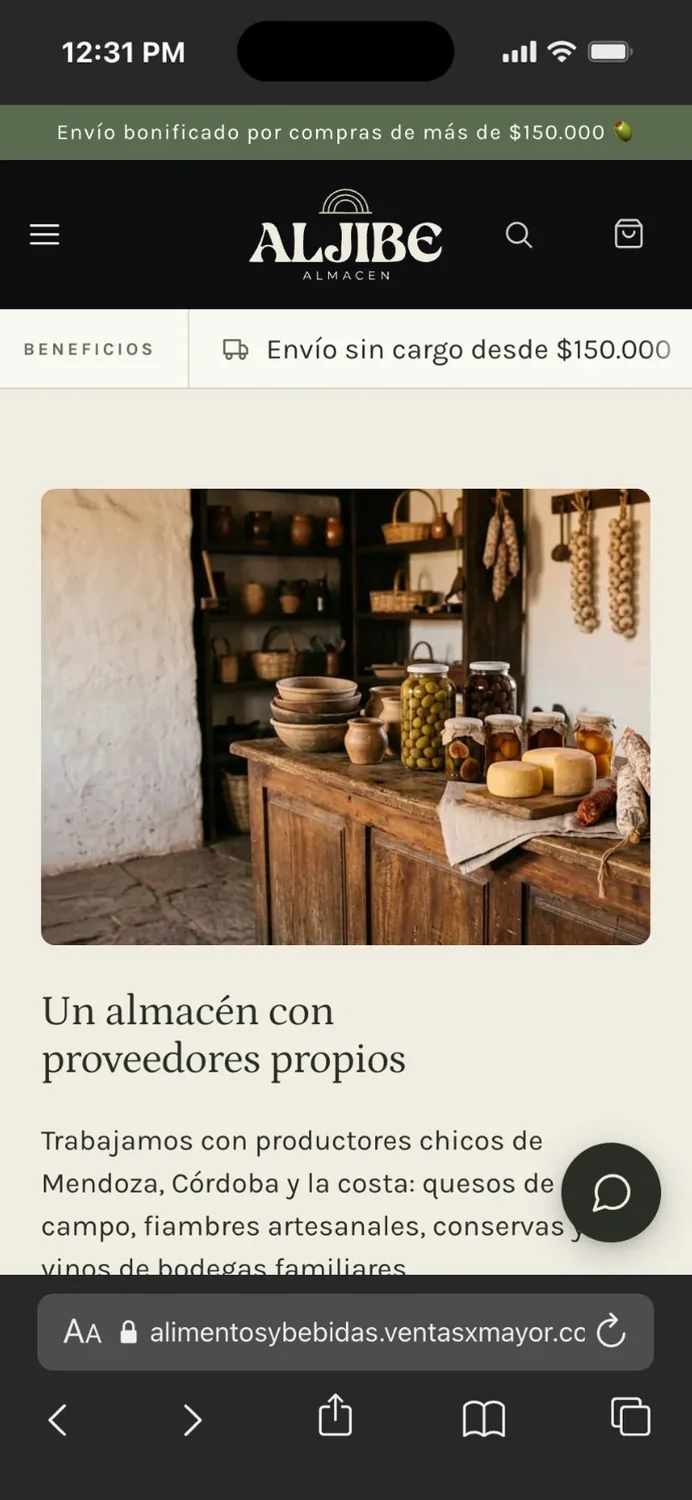 La tienda mayorista de alimentos en el celular