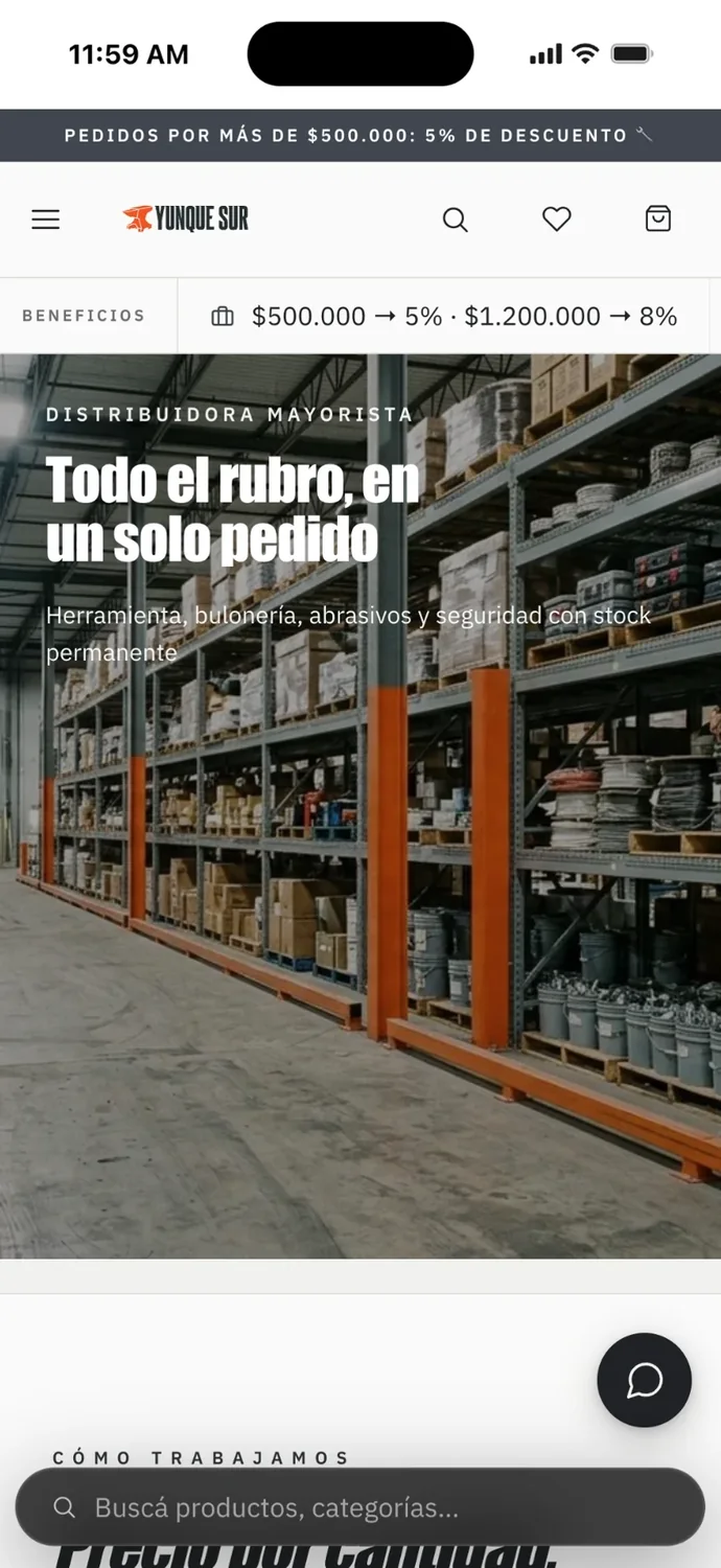 La tienda mayorista de ferretería en el celular